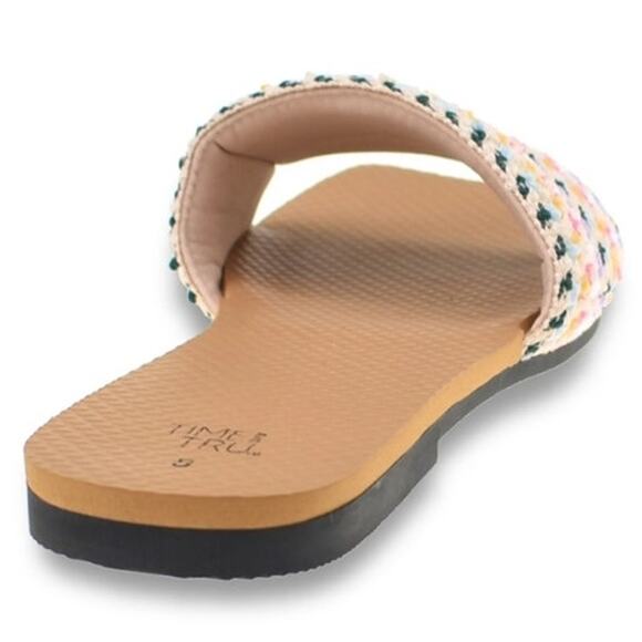 Time and Tru Multicolored Woven Slip On Slide Sandals Shoes Size 11 - Picture 3 of 7
